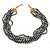 Multistrand Dark Blue/ Gold Acrylic Bead Necklace - 45cm L - view 5
