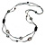 2 Strand Long Shell and Glass Bead Necklace In Black/ Slate Grey - 100cm L