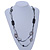 2 Strand Long Shell and Glass Bead Necklace In Black/ Slate Grey - 100cm L - view 2
