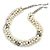 White/ Hematite Glass Pearl Bead Cluster Necklace In Silver Tone - 53cm L/ 7cm Ext