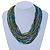 Light Blue/ Gold/ Green Glass Bead Multistrand, Layered Necklace With Wooden Square Closure - 60cm L - view 2