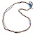 3 Strand Plum Glass, White Acrylic and Silver Tone Metal Bead Long Necklace - 100cm L - view 3