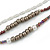 3 Strand Plum Glass, White Acrylic and Silver Tone Metal Bead Long Necklace - 100cm L - view 4