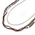 3 Strand Plum Glass, White Acrylic and Silver Tone Metal Bead Long Necklace - 100cm L - view 7