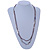 3 Strand Plum Glass, White Acrylic and Silver Tone Metal Bead Long Necklace - 100cm L - view 2