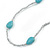 Long Turquoise Stone and Metallic Silver Glass Bead Necklace - 118cm L - view 3