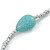 Long Turquoise Stone and Metallic Silver Glass Bead Necklace - 118cm L - view 5