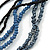 Long Multistrand Black, Hematite, Blue Glass/ Wood Bead Necklace - 100cm L - view 5
