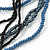 Long Multistrand Black, Hematite, Blue Glass/ Wood Bead Necklace - 100cm L - view 3