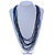 Long Multistrand Black, Hematite, Blue Glass/ Wood Bead Necklace - 100cm L - view 2