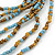 Light Blue/ Gold Glass Bead with White Leather Flower Black Sued Cord Multistrand Necklace - 90cm L - view 4