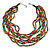Multicoloured, Layered Multistrand Wood Bead Necklace - 68cm L/ 5cm Ext - view 1