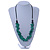 Aqua Green Sea Shell Nuggets Black Waxed Cords Necklace - 70cm L - view 2