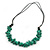 Aqua Green Sea Shell Nuggets Black Waxed Cords Necklace - 70cm L - view 6