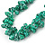Aqua Green Sea Shell Nuggets Black Waxed Cords Necklace - 70cm L - view 3