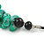 Aqua Green Sea Shell Nuggets Black Waxed Cords Necklace - 70cm L - view 4