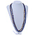 Long Multistrand Inky Blue Glass, Gold Acrylic Bead Necklace - 100cm L - view 2