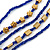 Long Multistrand Inky Blue Glass, Gold Acrylic Bead Necklace - 100cm L - view 3