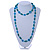 Long Teal/ Light Blue Wood, Glass Bead Necklace - 114cm L - view 2