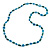 Long Teal/ Light Blue Wood, Glass Bead Necklace - 114cm L - view 5
