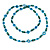 Long Teal/ Light Blue Wood, Glass Bead Necklace - 114cm L - view 3
