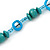 Long Teal/ Light Blue Wood, Glass Bead Necklace - 114cm L - view 4