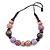 Lilac/ Purple Wood Bead Black Cotton Cord Necklace - 66cm L