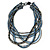 Black/ Silver/ Blue Multistrand Bib Style Necklace - 50cm L - view 6