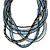 Black/ Silver/ Blue Multistrand Bib Style Necklace - 50cm L - view 7