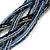 Black/ Silver/ Blue Multistrand Bib Style Necklace - 50cm L - view 3