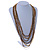 Long Multistrand, Layered Bronze, Transparent, Gold Glass Bead Necklace with Dark Brown Suede Cord - Adjustable - 86cm/ 120cm L - view 2
