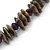 Stylish Layered Bronze Acrylic Nugget and Purple Glass Bead Wired Necklace - 56cm L - view 4