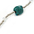 Long Turquoise Stone and Silver Tone Acrylic Bead Necklace - 118cm L - view 5