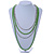 4 Strand Multilayered Pea Green Ceramic and Silver Tone Acrylic Bead Necklace - 110cm L - view 2
