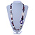 White/ Purple Resin/ Bone Geometric Bead with Black Cotton Cord Necklace - 72cm L (Adjustable) - view 2