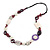 White/ Purple Resin/ Bone Geometric Bead with Black Cotton Cord Necklace - 72cm L (Adjustable) - view 6