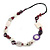 White/ Purple Resin/ Bone Geometric Bead with Black Cotton Cord Necklace - 72cm L (Adjustable)