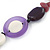 White/ Purple Resin/ Bone Geometric Bead with Black Cotton Cord Necklace - 72cm L (Adjustable) - view 3
