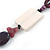 White/ Purple Resin/ Bone Geometric Bead with Black Cotton Cord Necklace - 72cm L (Adjustable) - view 4