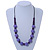 Purple Wood Bead with Black Cotton Cord Necklace - 68cm L - view 2
