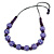 Purple Wood Bead with Black Cotton Cord Necklace - 68cm L