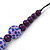 Purple Wood Bead with Black Cotton Cord Necklace - 68cm L - view 4