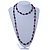 Long Inky Blue Wood, Purple Bone, Glass Bead Necklace - 120cm L - view 2