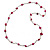 Long Deep Pink Stone and Silver Tone Acrylic Bead Necklace - 106cm L - view 5