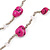 Long Deep Pink Stone and Silver Tone Acrylic Bead Necklace - 106cm L - view 3