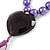 Long Purple Glass Bead with Heart Pendant/ Silk Tassel Necklace - 84cm L/ 11cm Tassel - view 5