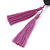 Long Purple Glass Bead with Heart Pendant/ Silk Tassel Necklace - 84cm L/ 11cm Tassel - view 6