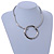 Ethnic Silver Plated Hammered Circle Pendant Bar Necklace - 42cm L/ 8cm Ext - view 2