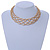 Gold Tone Textured Plaited Choker Necklace - Adjustable - view 2