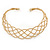 Gold Tone Textured Plaited Choker Necklace - Adjustable